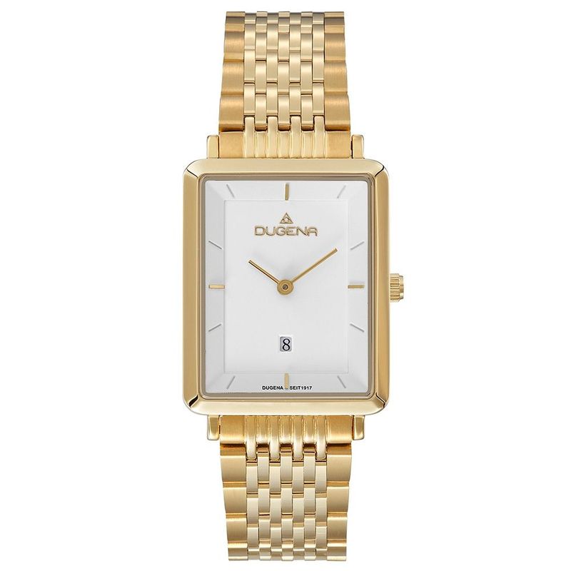 Dugena Damenuhr Sienna Weiß Gold Eckig Stahlband