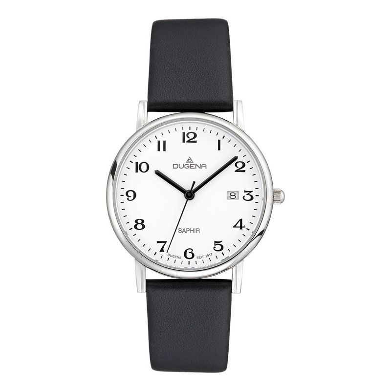 Dugena Armbanduhr 4460727 Zenit Weiß Silber Lederband Schwarz