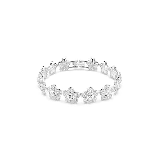 Swarovski Ariana Grande x Swarovski Armband, Rundschliff, Blume, Weiß, Rhodiniert