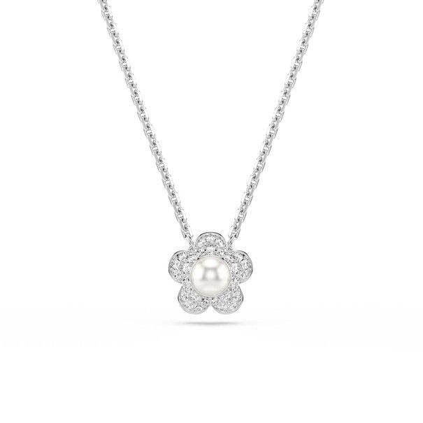Swarovski Ariana Grande x Swarovski Anhänger, Rundschliff, Blume, Weiß, Rhodiniert