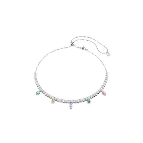 Swarovski Ariana Grande x Swarovski Tennis Halskette, Verschiedene Schliffe, Mehrfarbig, Rhodiniert