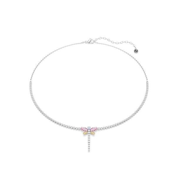 Swarovski Ariana Grande x Swarovski Tennis Y-Halskette, Verschiedene Schliffe, Libelle, Mehrfarbig, Rhodiniert