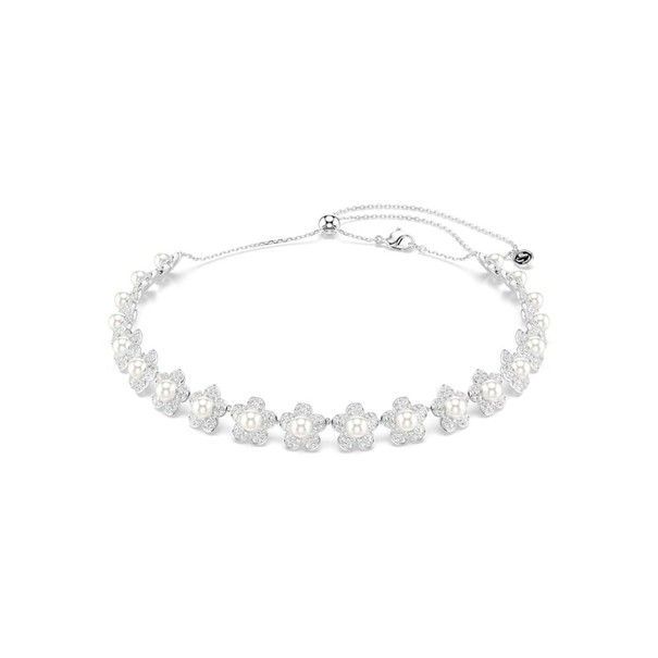 Swarovski Ariana Grande x Swarovski Halsband, Kristallperle, Rundschliff, Weiß, Rhodiniert