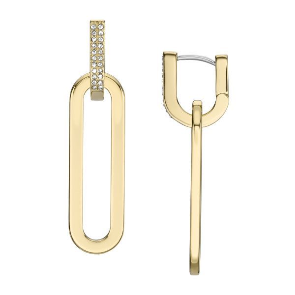Fossil Hängeohrringe Heritage D-Link Glitz Edelstahl goldfarben