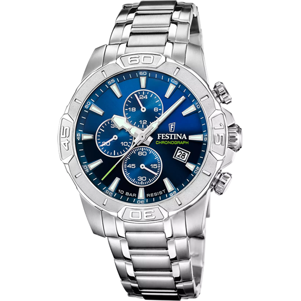 Festina F20704/4 Herren Uhr TIMELESS CHRONOGRAPH BLAU EDELSTAHL ARMBAND