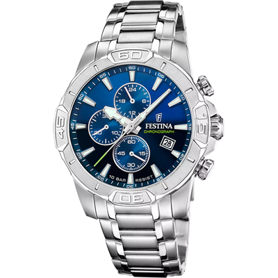 Festina F20704/4 Herren Uhr TIMELESS CHRONOGRAPH BLAU EDELSTAHL ARMBAND