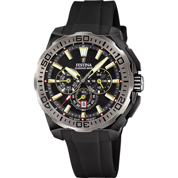 Festina F20726/3 Herren Uhr CHRONO BIKE SCHWARZ KAUTSCHUKARMBAND
