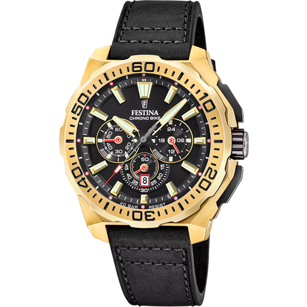 Festina F20728/3 Herren Uhr CHRONO BIKE SCHWARZ LEDERARMBAND