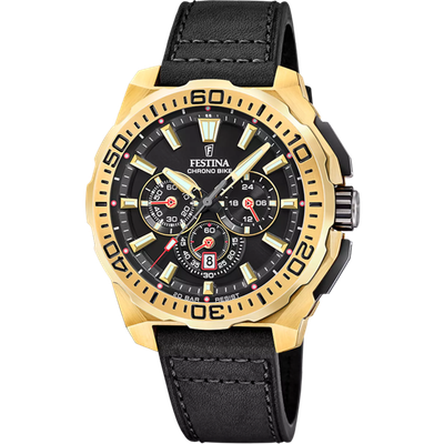Festina F20728/3 Herren Uhr CHRONO BIKE SCHWARZ LEDERARMBAND
