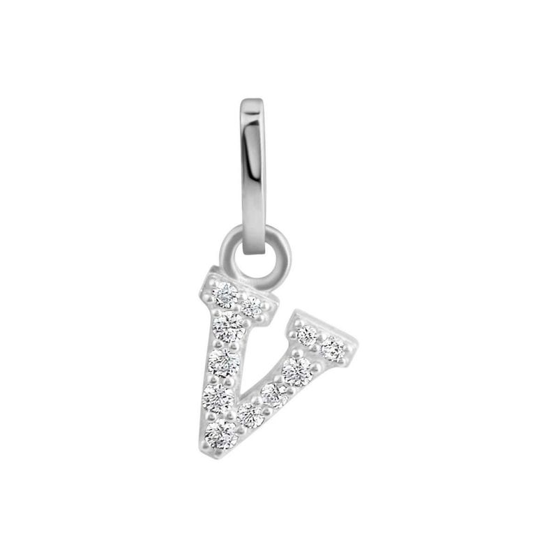 Timeless Silber Anhänger Buchstabe "V"  Zirkonia 925/- Silber rhodiniert