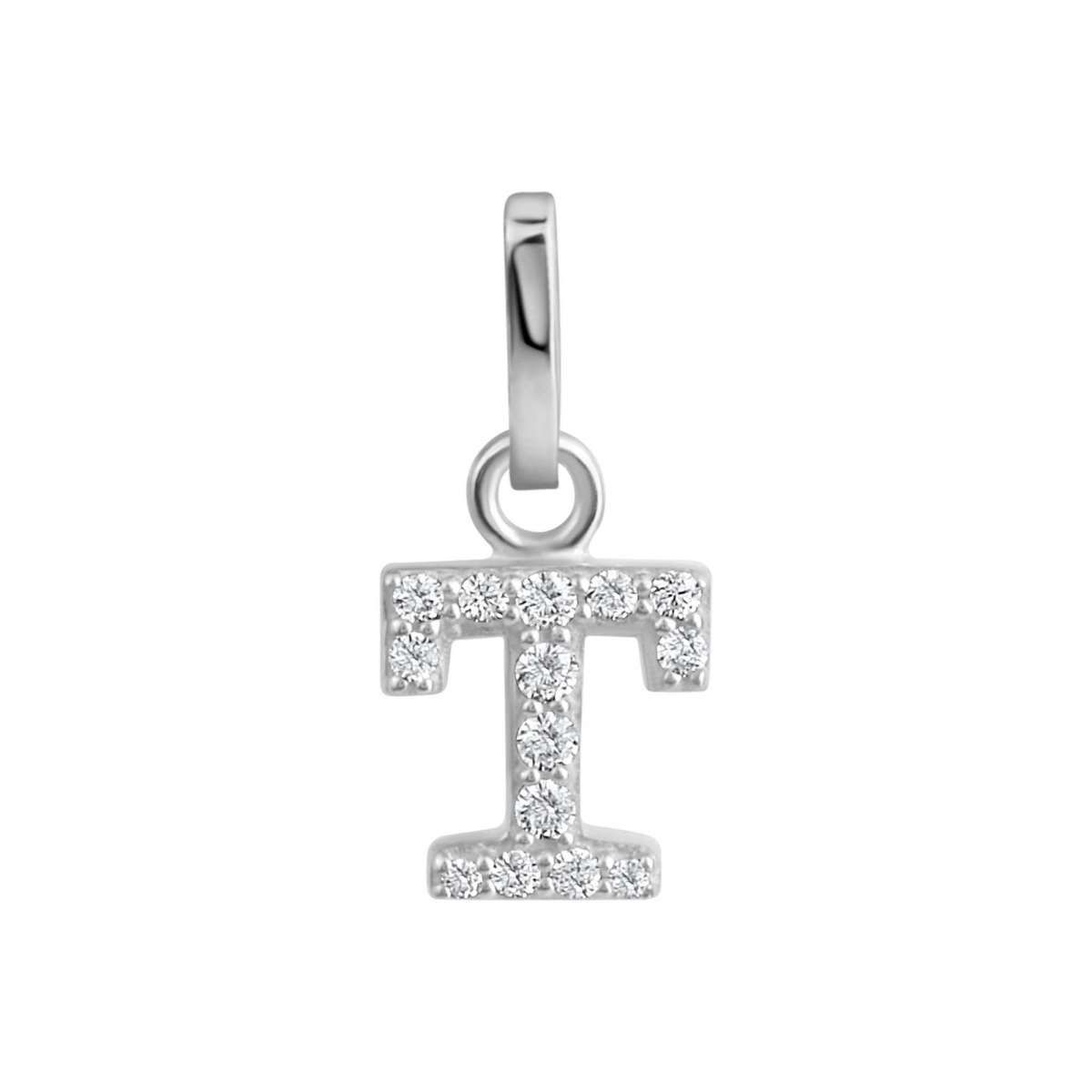 Timeless Silber Anhänger Buchstabe "T"  Zirkonia 925/- Silber rhodiniert