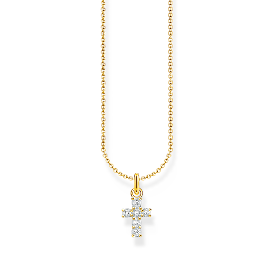 Thomas Sabo Kette Kreuz mit Steinen Gold