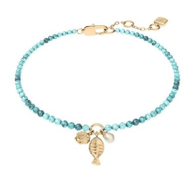 Fossil Sutton By The Sea Armband aus türkisblauen Acrylperlen mit Muscheln