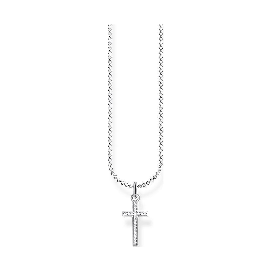 Thomas Sabo Halskette Kreuz mit Steinen Silber