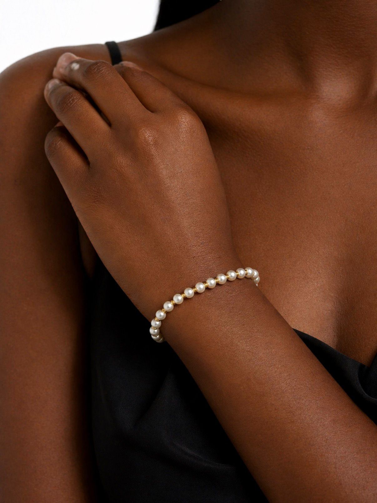 Perlenkette Armkette mit Gold Kugeln 19 - 21 cm verstellbar