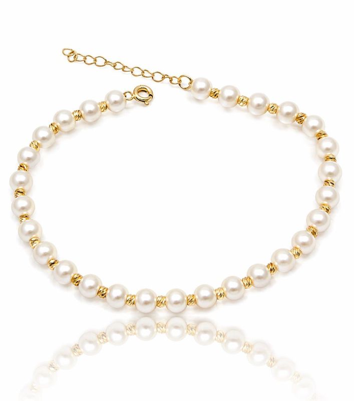 Perlenkette Armkette mit Gold Kugeln 19 - 21 cm verstellbar