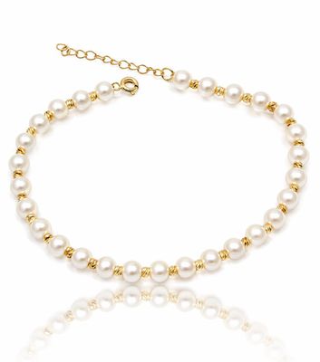 Perlenkette Armkette mit Gold Kugeln 19 - 21 cm verstellbar