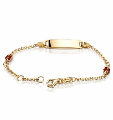 Namenskette Armkette Gravierbar Gold mit Marienkäfer verstellbar