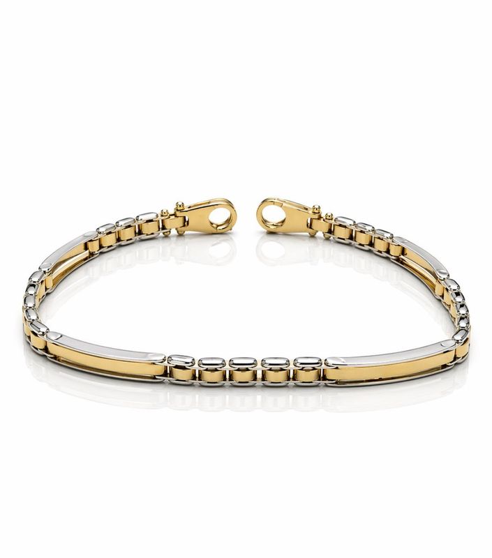 Herrenarmband Hochwertig und Elegant Bicolor Weissgold Gelbgold 585 / 14 karat Echtgold