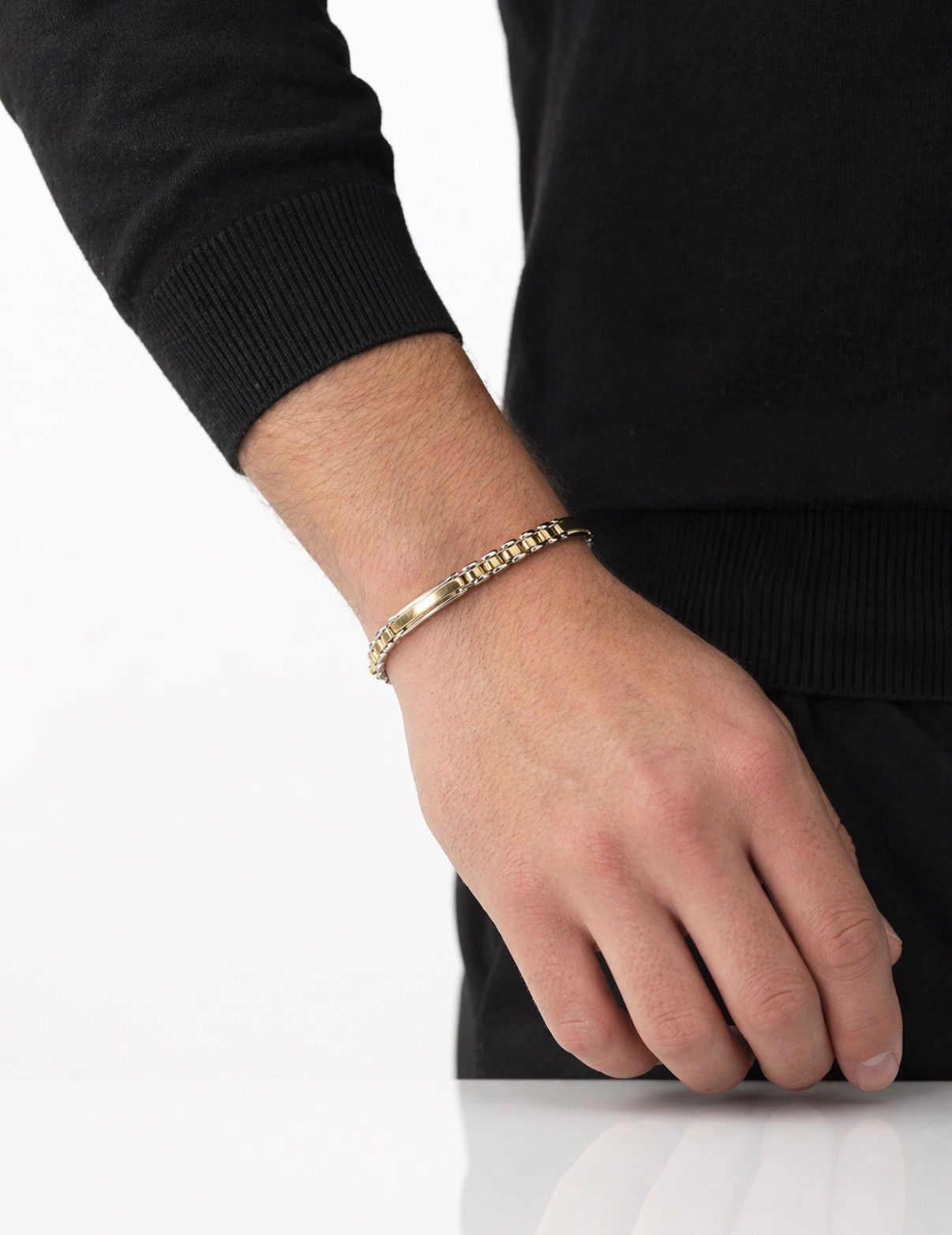 Herrenarmband Hochwertig und Elegant Bicolor Weissgold Gelbgold 585 / 14 karat Echtgold