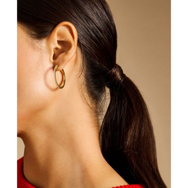 Fossil Creolen-Ohrringe Ellis Pavé Glitz Metall goldfarben