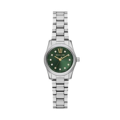 Michael Kors Armbanduhr Petite Lexington im Silberton mit Pavé Grün Michael Kors Armbanduhr Petite Lexington im Silberton mit Pavé Grün