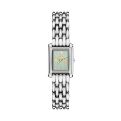 Michael Kors Armbanduhr Petite Essex Eckig im Silberton Grün