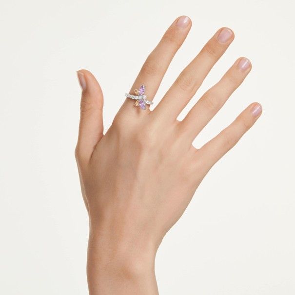 Swarovski Ariana Grande x Swarovski Motivring (55) Verschiedene Schliffe, Libelle, Mehrfarbig, Rhodiniert