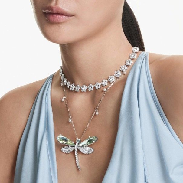 Swarovski Ariana Grande x Swarovski Anhänger und Brosche Kristallperle, Verschiedene Schliffe, Libelle, Weiß, Rhodiniert