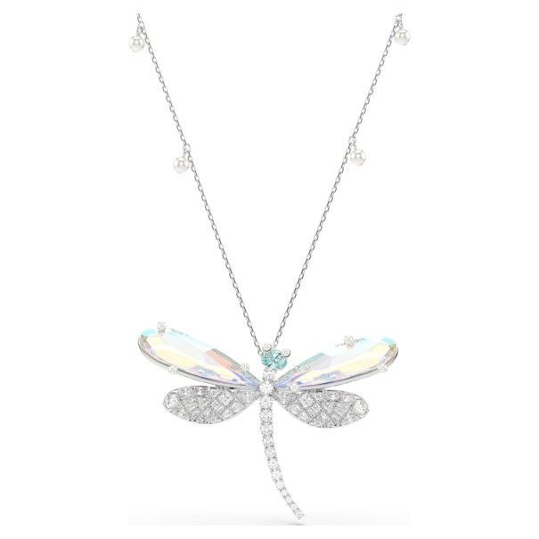 Swarovski Ariana Grande x Swarovski Anhänger und Brosche Kristallperle, Verschiedene Schliffe, Libelle, Weiß, Rhodiniert