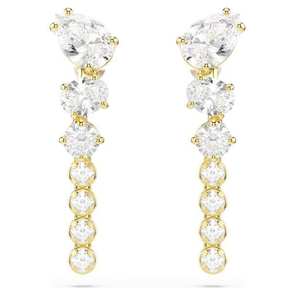 Swarovski Mesmera Drop-Ohrhänger Verschiedene Schliffe, Weiß, 18K goldbeschichtet Swarovski Mesmera Drop-Ohrhänger Verschiedene Schliffe, Weiß, 18K goldbeschichtet