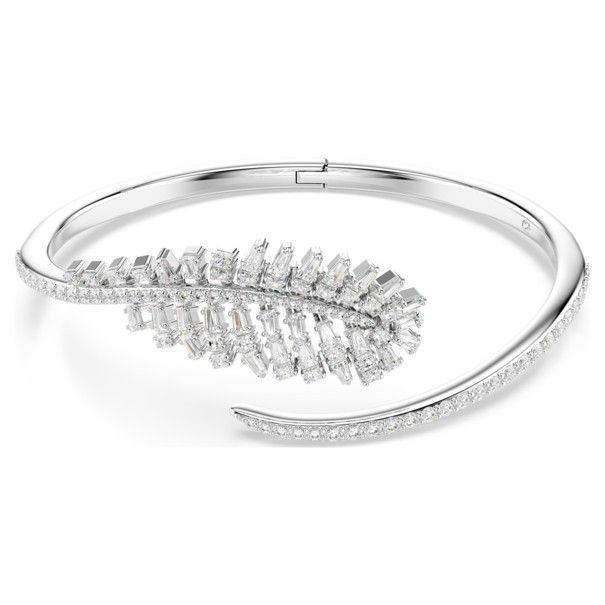 Swarovski Vienna Armreif (M) Verschiedene Schliffe, Feder, Weiß, Rhodiniert