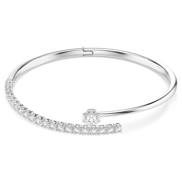 Swarovski Matrix Armreif (M) Rundschliff, Weiß, Rhodiniert