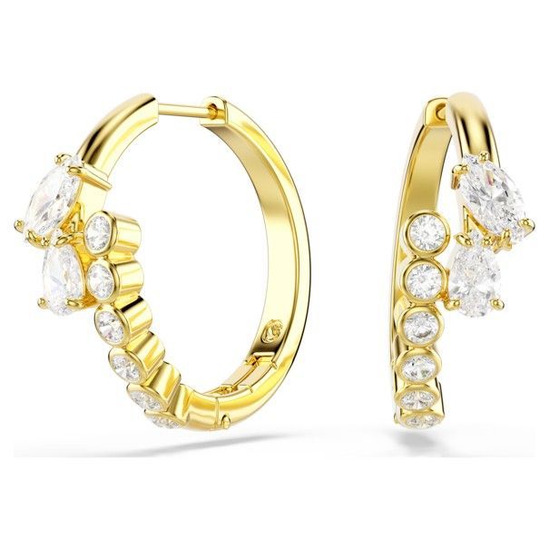 Swarovski Mesmera Kreolen Verschiedene Schliffe, Weiß, 18K vergoldet Swarovski Mesmera Kreolen Verschiedene Schliffe, Weiß, 18K vergoldet