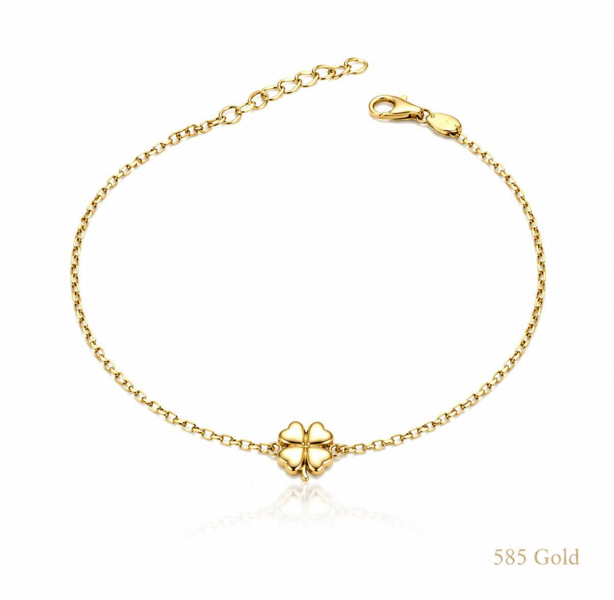 Armband Kleeblatt Gold 585 Glücksarmband 16 cm bis 19cm verstellbar