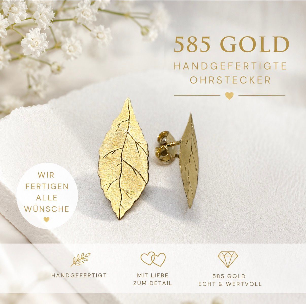 Timeless Ohrstecker Blatt-Ohrstecker Blüte Groß 585 Gold Timeless Ohrstecker Blatt-Ohrstecker Blüte Groß 585 Gold