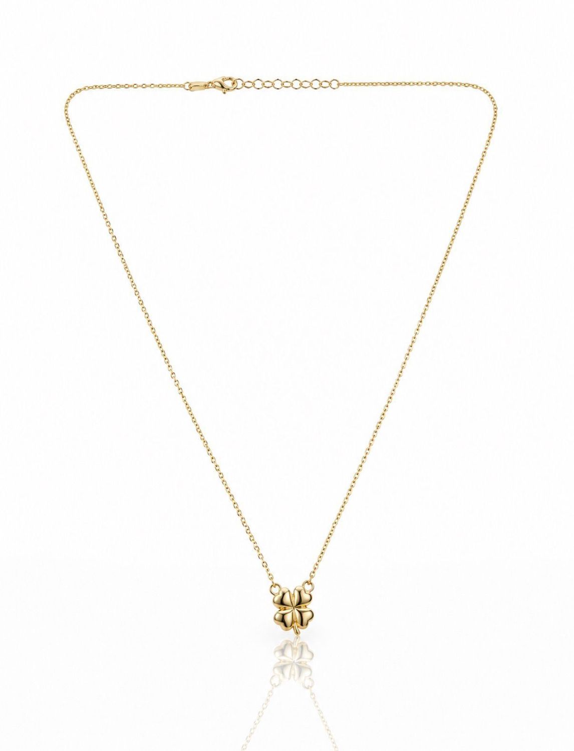 Kleeblatt-Halskette aus 14 Karat Gelbgold Glücksbringer Kette inkl. Anhänger