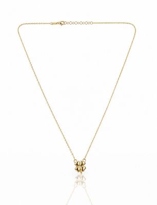 Kleeblatt-Halskette aus 14 Karat Gelbgold Glücksbringer Kette inkl. Anhänger