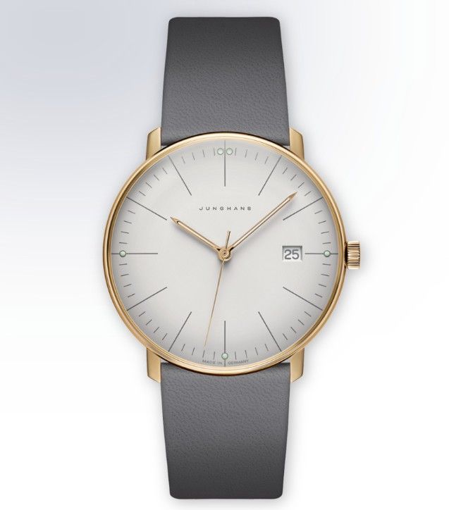 JUNGHANS MAX BILL QUARZ 41785702 Saphirglas 38mm Durchmesser Gold Gehäuse
