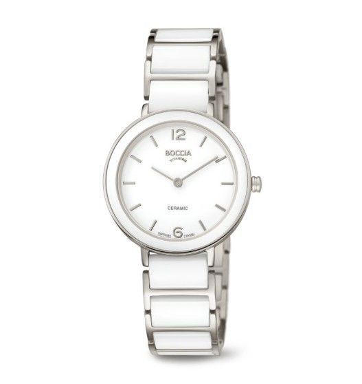 Boccia 3311-01 Damenuhr Titanium Weiss Keramik Titanium 32mm 5ATM