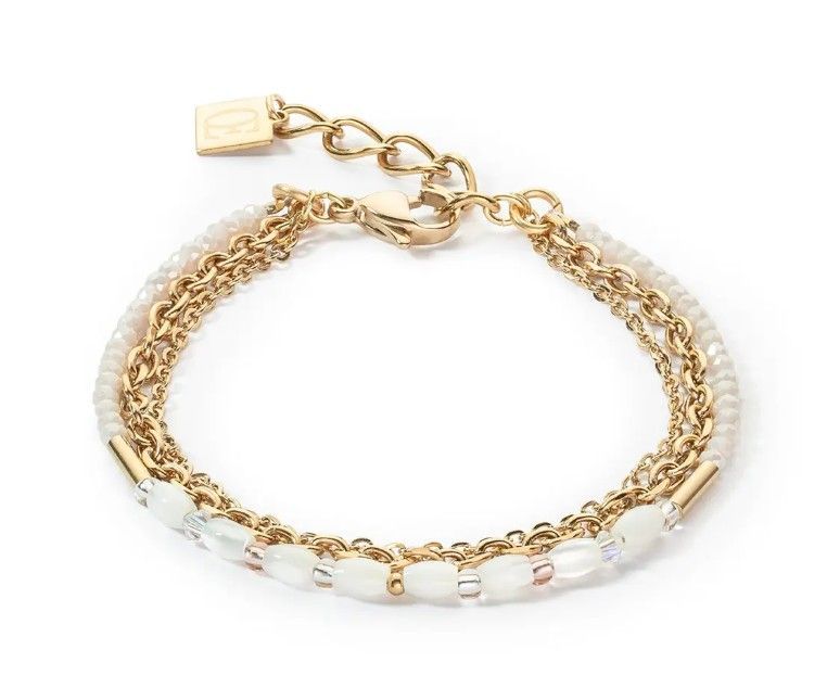 Coeur De Lion Armschmuck Doppelarmband Armband Gold Weiss Perlmutt Swarovski Kristalle Perlmutt 6005/30-1416 Coeur De Lion Armschmuck Doppelarmband Armband Gold Weiss Perlmutt Swarovski Kristalle Perlmutt 6005/30-1416