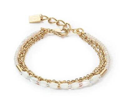 Coeur De Lion Armschmuck Doppelarmband Armband Gold Weiss Perlmutt Swarovski Kristalle Perlmutt 6005/30-1416 Coeur De Lion Armschmuck Doppelarmband Armband Gold Weiss Perlmutt Swarovski Kristalle Perlmutt 6005/30-1416