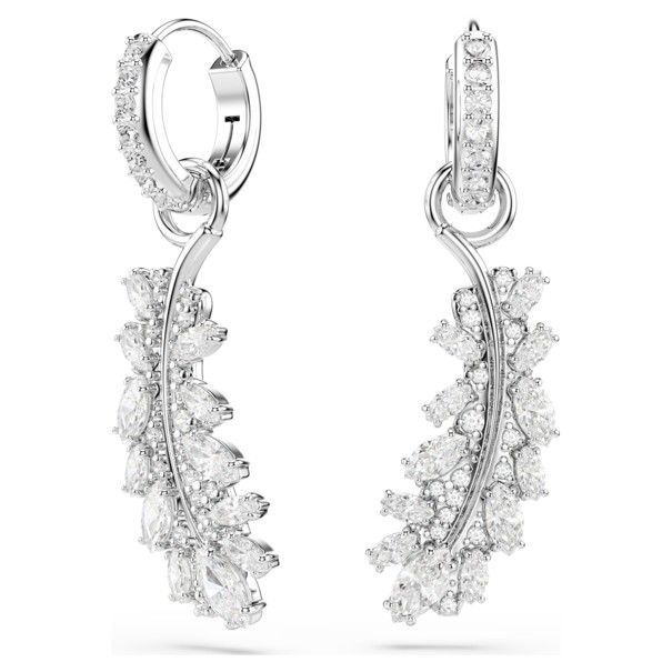 Swarovski Vienna Ohrringe Verschiedene Schliffe, Feder, Weiß, Rhodiniert Swarovski Vienna Ohrringe Verschiedene Schliffe, Feder, Weiß, Rhodiniert