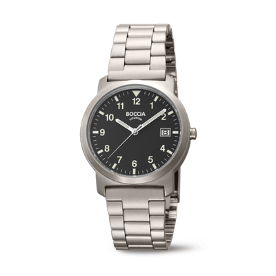 Boccia 3630-03 Herren Uhr Sport Titanband Schwarz mit Datum 5 bar