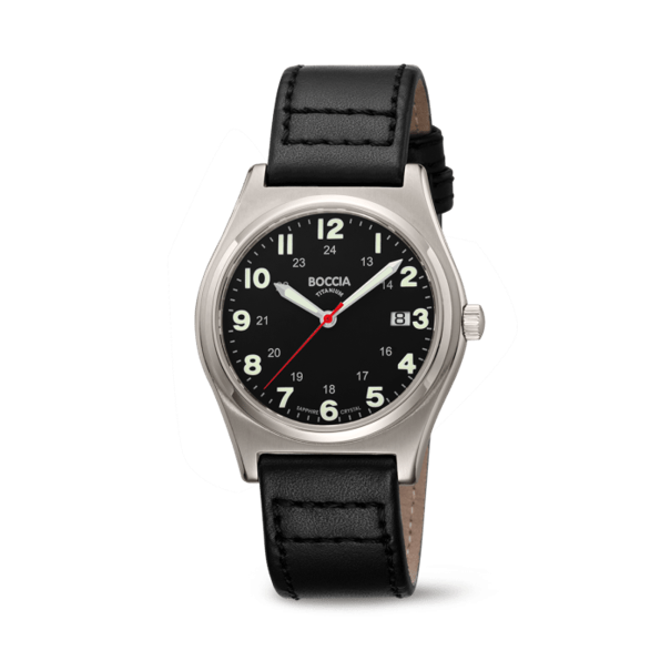 Boccia 3674-01 Herrenuhr Classic Reintitan Leder Datum Schwarz Boccia 3674-01 Herrenuhr Classic Reintitan Leder Datum Schwarz