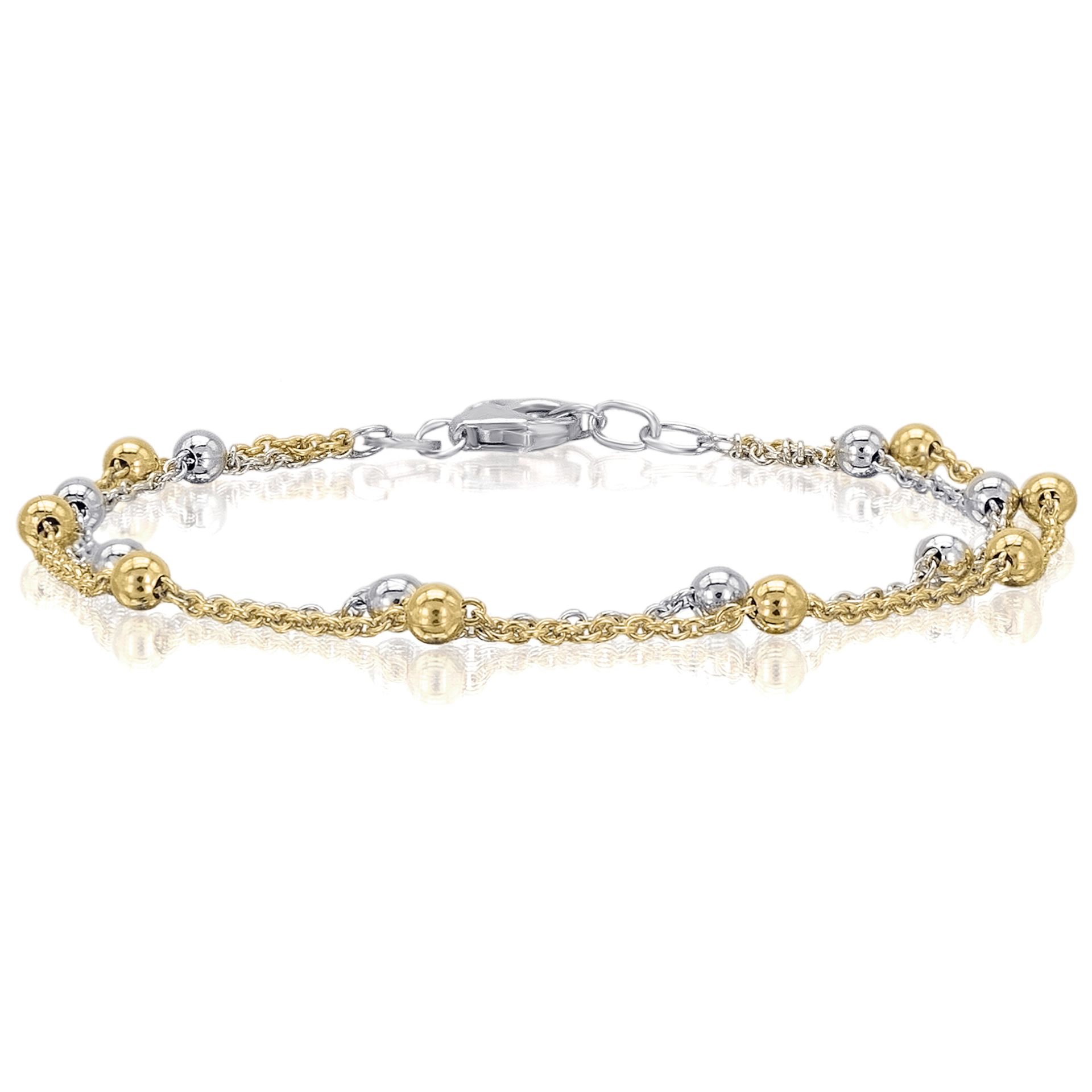 Armband Rundanker Kugel 925/- Silber rhodiniert / teil- vergoldet gelb A90012.10-19