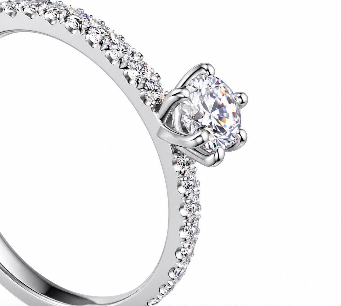 Verlobungsring Antragsring Weissgold 14 karat 585 Gold Labor Diamanten