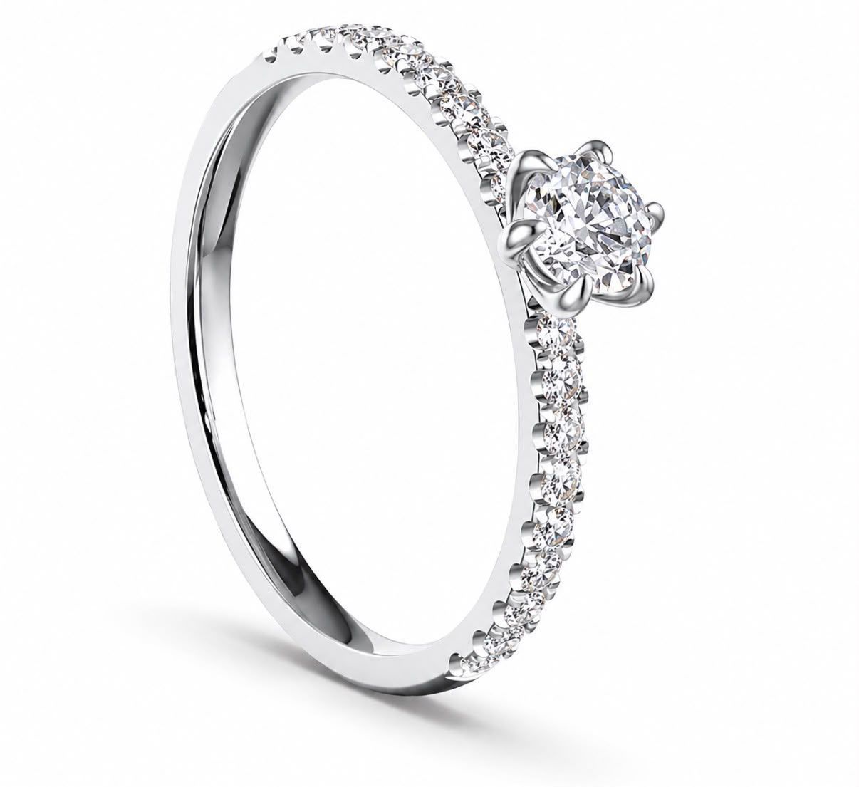 Verlobungsring Antragsring Weissgold 14 karat 585 Gold Labor Diamanten