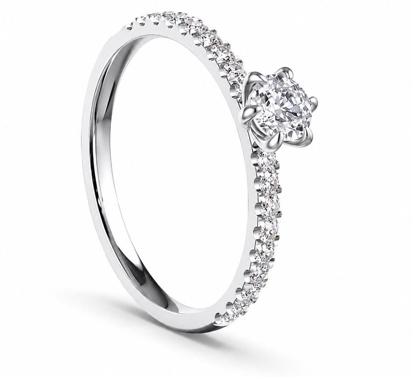 Verlobungsring Antragsring Weissgold 14 karat 585 Gold Labor Diamanten