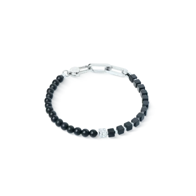 Herrenarmband Armband Spikes Fusion Onyx schwarz-Silber 0914301300